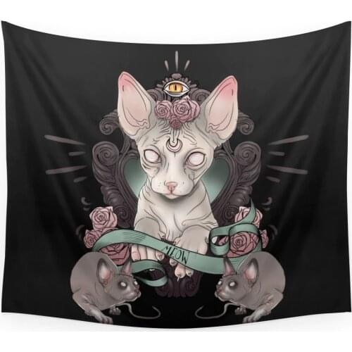 Sphynx - Dark Wall Tapestry Cover Beach Towel Throw Blanket Picnic Yoga Mat Home Decoration