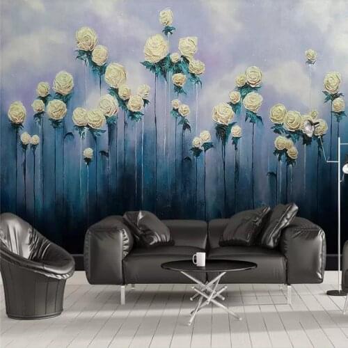 Modern abstract watercolor rose flower TV sofa background wall professional production mural photo wallpaper can be customized