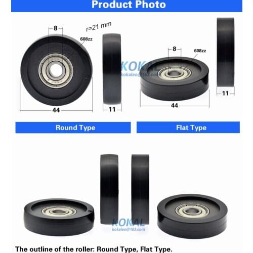 [TPU 0844-11] 10PCS Low noise 608zz 608 coated with TPU rubber Vending machine guide sliding guide bearing wheel roller 8*44*11