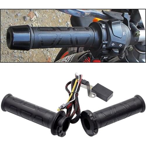 1 Pair 12V 12W ~ 24W 22MM Adjustable Temperature Motorcycle Universal Electric Heated Handle with Heat-Shrinkable T Bush