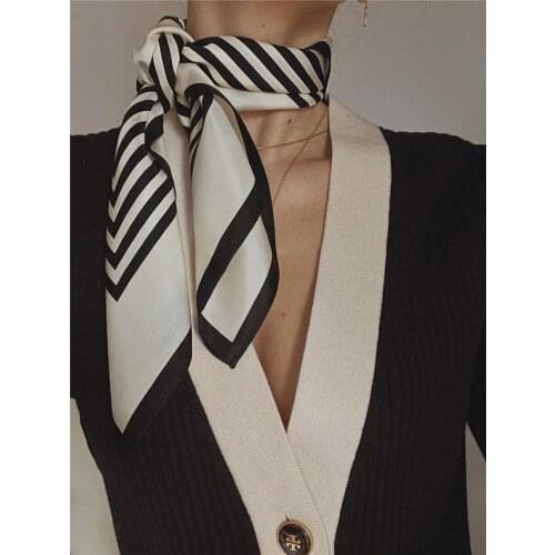 Luna&Dolphin Women Natural Silk Square Scarf 70x70cm Strip Turmeric Rose Headbands Bandana Bag Neckerchief High Quality Hijab