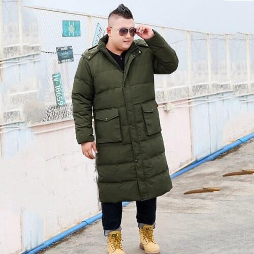 2019 Winter Large size Loose Mens long Hooded Warm Coat Mens Long Over the Knees Oversized XL-7XL 8XL 9XL 10XL Black jacket