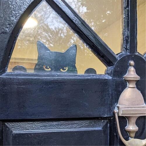 Sign Black Peeping Cat Balcony Yard Decorative Acrylic Garden Art Protector Hanging Ornaments Cartoon Outdoor Statues