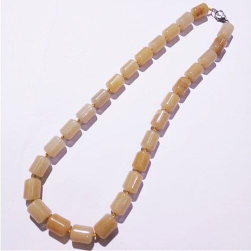 1 Strand/28Pcs 13x10mm Wholesale Fashion Jewelry Natural Yellow Aventurine Cylindrical Shape Pendant Necklace Length 210mm S1119