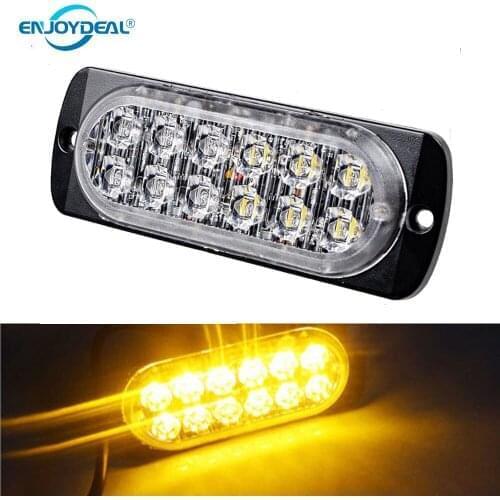 1Pc 36W 12 LED Car Truck Flash Light Emergency Hazard Warning Strobe LED Light Bar 12-24V Warning Yellow Light