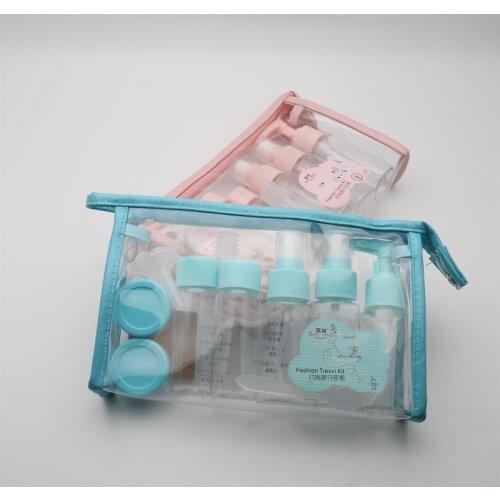 10PCS Pink Blue Refillable Bottles Set Travel Package Cosmetics Bottles Plastic Makeup Tools Empty Perfume Bottle