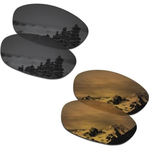 SmartVLT 2 Pairs Polarized Sunglasses Replacement Lenses for Oakley Fives 2.0 Stealth Black and Bronze Gold