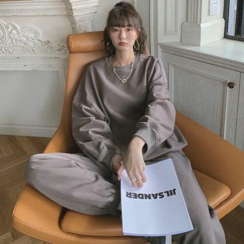 2021 New Women Spring Autumn Casual Tracksuits Cotton Sweatshirt 2 Two Piece Set Pullover Hoodies +elastic High Waist Sweatpants