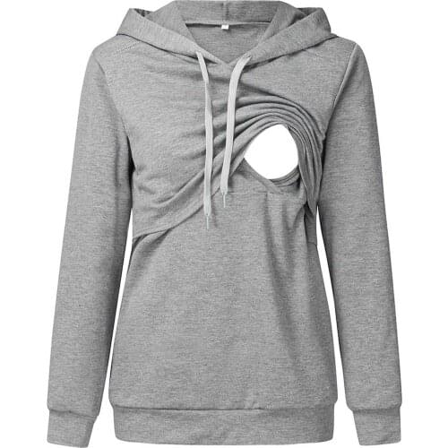 #57 Nursing Tops Breastfeeding For Women Maternity Long Sleeves Hooded Clothes Autumn Casual Blouse Blusas De Lactancia Materna