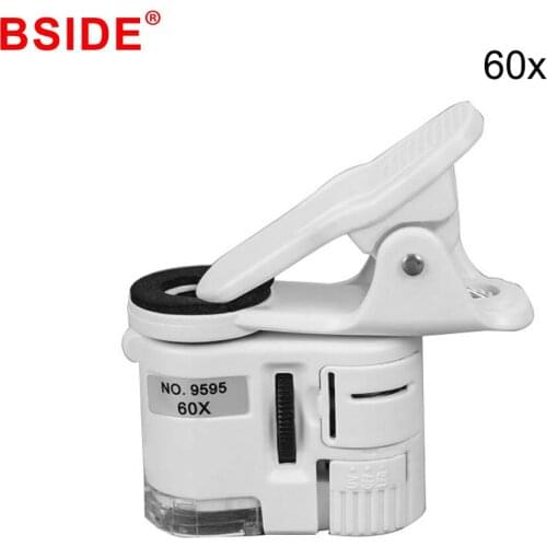 60X Mobile phone microscope macro lens zoom micro camera clip with led light