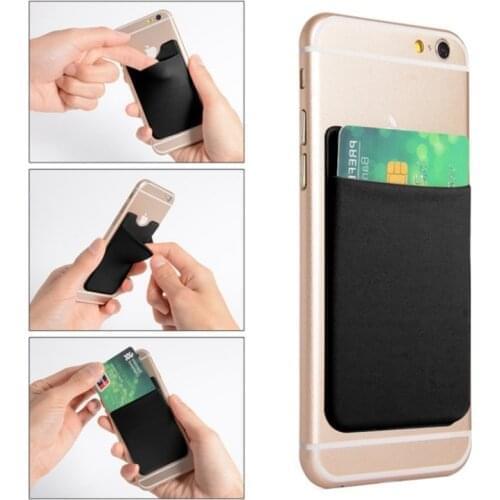 9.9*5.5cm Women Fashion Adhesive Elastic Lycra Cell Phone Pocket Wallet Case Men ID Credit Card Holder Pocket Stick 2019