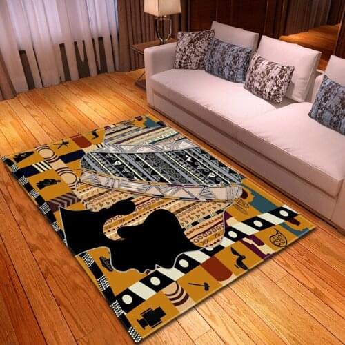 African Woman Head Brief Printing Carpet Rugs For Home Living Room Bedroom Sofe Surface Nonslip back 8 Kinds Home Use