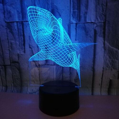 Shark 7 color 3d Stereo Lamp Acrylic 7 color change Desk Lamp Remote Touch switch Gradual Led Table Lamps For Living Room