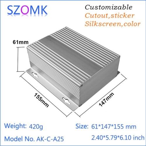 10 pcs, 61*147*155mm aluminum amplifier enclosure wall mounting aluminum extrusion box szomk anodizing enclosure control box