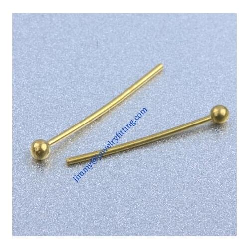 Jewelry Making findings Raw brass metal Ball head Pins Ball pins wholesale 0.6*15mm with 2mm beads shipping free