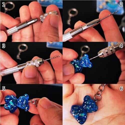 DIY Handmade Bear Letters Epoxy Resin Molds Jewelry Making Key Chain Tools Kit A0KD