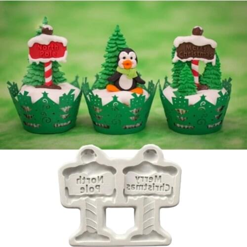 Christmas Sign Posts Mould Fondant Cakes Decorating Tools Silicone Mold Sugarcrafts Chocolate Baking Tool For Cake Gumpaste Form