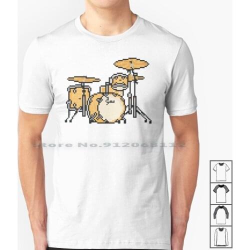 Pixel Maple Stones Drums T Shirt 100% Cotton Pixelart Game Band Musician N Roll Grunge Heavy Metal Concert Electric Electronic