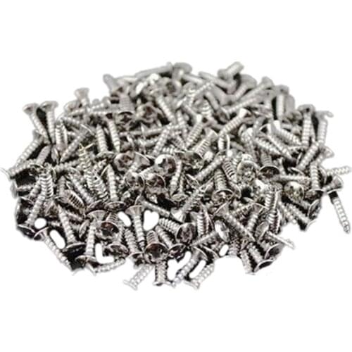Hot AD-100pcs Guitar Pickguard Screws For Fender Strat/Tele Electric Guitar Bass silver