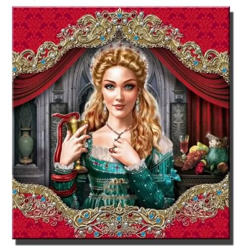 Queen Woman Diamond Painting cross stitch Full Square Round mosaic embroidery Lucrezia Borgia Diamond Picture decoration A2412
