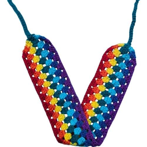 Buy 2 Get 30% Off Women Boho Cotton Headband Crochet Rainbow Hair Accessories