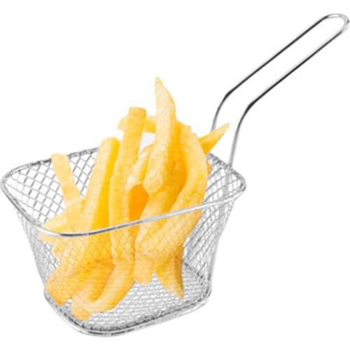 Square French Deep Fryers Basket Net Mesh Fries Chip Kitchen Tool Stainless Steel Fryer Home Mini French Fries Baskets Strainer