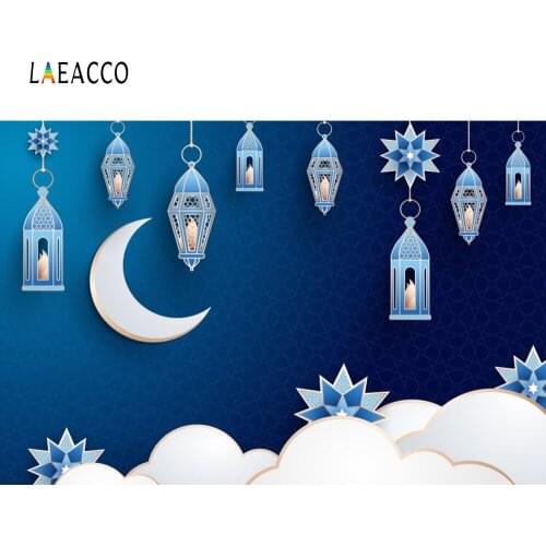 Laeacco Ramadan Festival Islamic Lantern Geometric Wreath Flower Scene Photographic Background Photography Studio Photo Backdrop