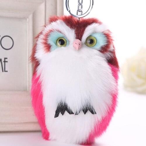 Mini Plush Real Life Owl Fur Ball Keychain Cute Fashion Kids Plush Dolls Pom Pom Soft fluffy Charm Baby For Girls Women Gift