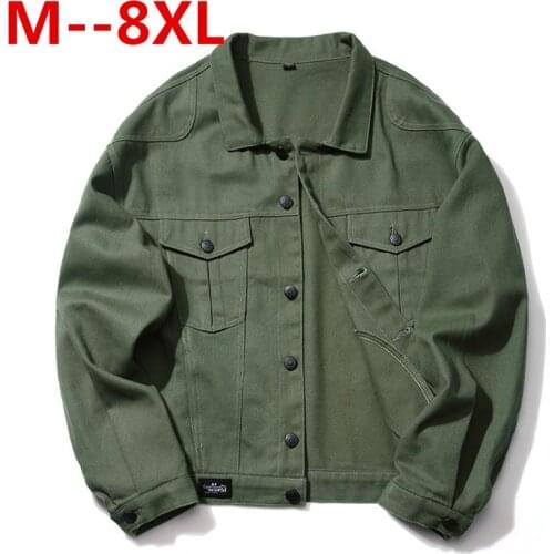 Plus size spring autumn 10XL 8XL 7XL 6XL 5XL 4XL new yards men coat mens denim male increased jacket chaqueta hombre Lapel