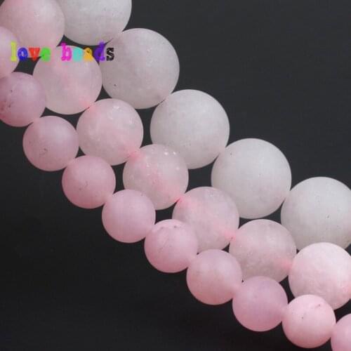 Natural Matte Dull Polish Rose Quartzs Beads 6/8/10mm Pink Jades Stone Beads For Jewelry Making DIY Bracelet Accessories 15
