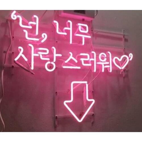 Neon Sign Cafe Point Korea Lights Neon Wall Signs for Coffee Beer Arrow Advertise Lamp Recreational Handmade Art Real glass TUBE