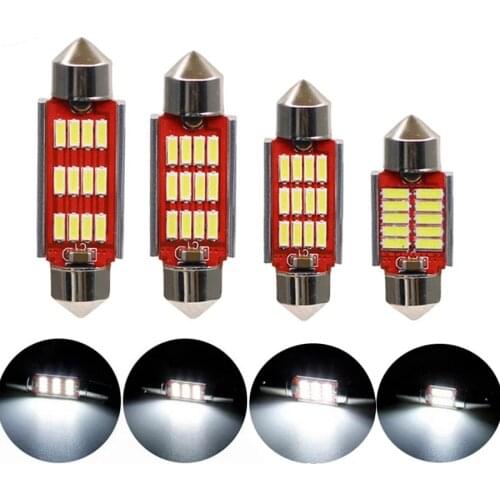 NHAUTP 10Pcs 12-24V C5W LED Canbus Bulbs 4014 Festoon 31mm 36mm 39mm 41mm Car License plate Lamp Interior Reading Lights White
