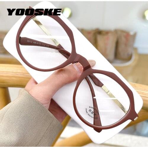 YOOSKE Anti Blue Light Computer Eyeglasses for Women Irregular Round Glasses Frames Men Trendy Gaming Frame