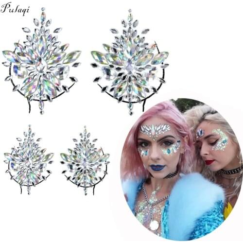 Pulaqi DIY Bra Crystal Stickers Self Adhesive Breast Chest Applique Cover Transparent Nipple Cover Bra Pad Petal Mat Stickers F