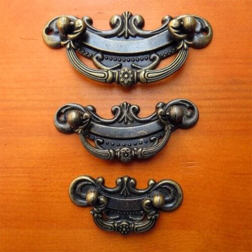 30Pcs 77*35mm Antique bronze door handle the bat handle cabinet drawer desk handle decoration accessories small metal handle