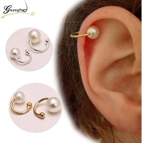 Clip Earing Boucle D'oreille Bijoux Pearls Ear Cuff Earrings For Women Wedding & Engagement Jewelry Oorbellen Brincos