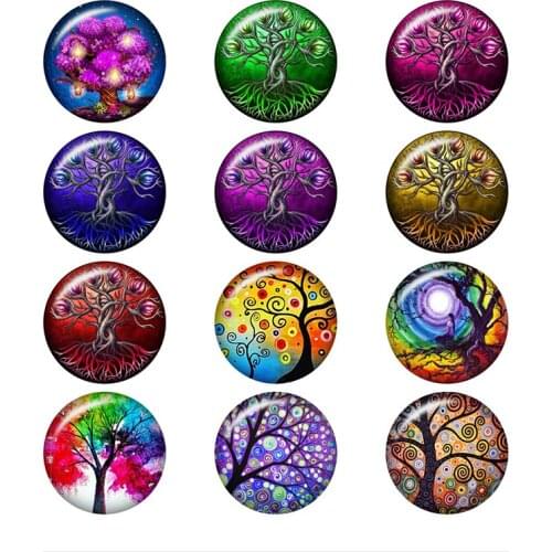 Mixed Glass Snap Button Jewelry Color Tree Of Life For DIY 18MM Button Snap Bracelet Necklace Jewelry