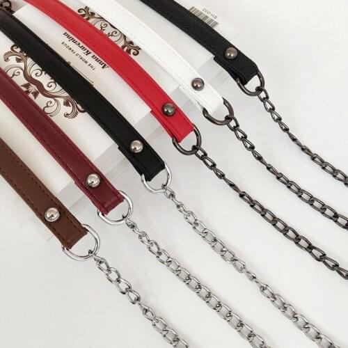 Fashion Women Ladies Adjustable Handbag Diy Handle Pu Leather +metal Chain Strap Belts Buckle Shoulder Bag Accessories