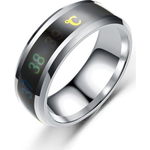LED Temperature cock Ring Steel Mood Emotion Feeling Intelligent Temperature Sensitive Ring Stop Premature Ejaculation Erection