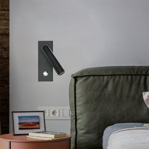 3W LED Bedside Rotating Reading Wall Lamp Bedroom Living Room Modern Minimalist Decoration Touch Switch Die-cast Aluminum LP52