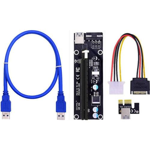 VER 003 USB 3.0 PCI-E Riser Express 1X 4x 8x 16x Extender Riser Adapter Card SATA 15pin Male to 4pin Power Cable For BTC Miner
