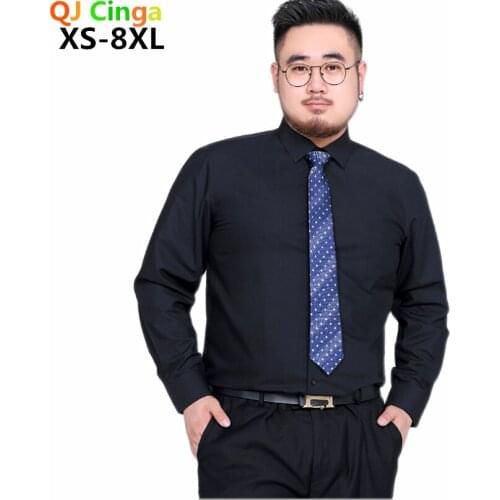 XS-8XL Black Formal Shirt Men Long Sleeve Square Collars Single Breasted Shirts Plus Size White Blue Top Wedding Office Chemise