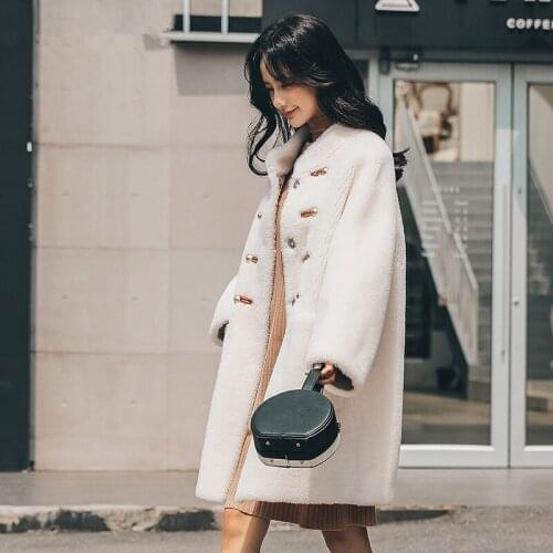 Shearling Sheep Real Fur Coat Female Jacket 2020 Winter Jacket Women 100% Wool Coats and Jackets Women Korean Jacket MY s s