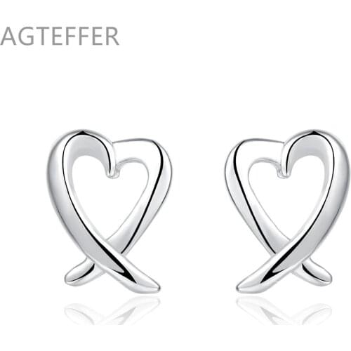 AGTEFFER Heart 925 Sterling Silver Earrings Stud Screw Silver 925 For Women Girls Mini Minimalist Fashion Romance Jewelry