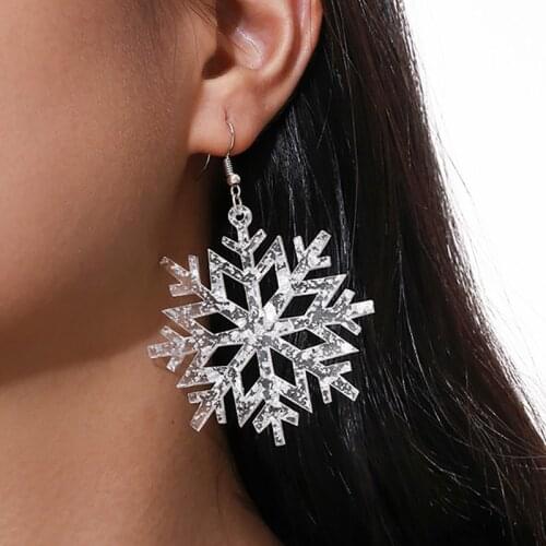 Aprilwell White Snowflakes Pendant Earrings For Women Piercing 2021 Statement Drop Jewelry Lady Trendy Gift E-Girl Accessories