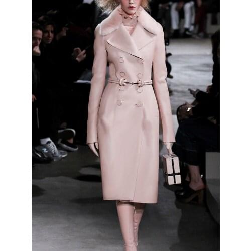 Live Special Lotus Root Powder Double Breasted Windproof Wool Coat Waist Quality Wool Coat Gentle Wind 20 Winter