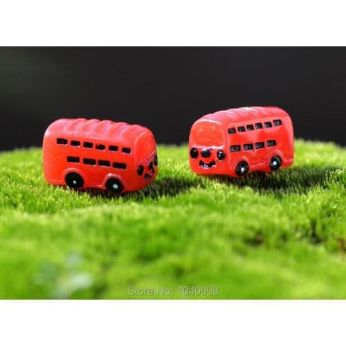 10pcs/lot resin solid simulation cartoon bus 20mm Ornaments Micro landscape Ornaments Creative Home Gardening Decoration