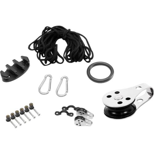 16 Piece / Set Kayak Canoe Boat Anchor Trolley Kit Pulley Clamp Pad Eye Rope