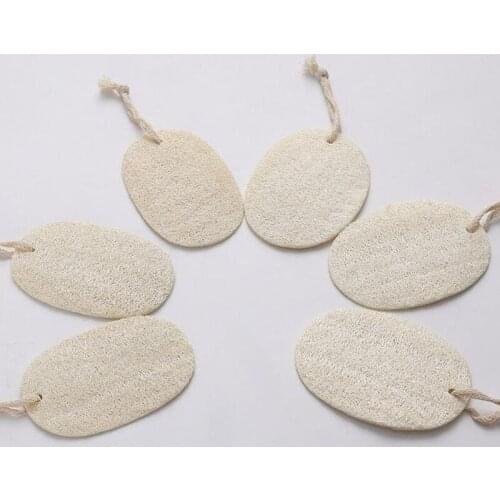 50pcs/package Home kitchen supplies cleaning Natural Loofah Sponge Bath Shower Body Exfoliator Pads With Hanging Cotton Rope