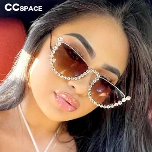 53670 Women Diamond Luxury Sunglasses Brand Designer Half Frame Fashion Shades Uv400 Vintage Glasses